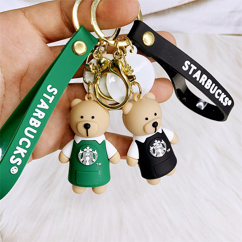 Bear three-dimensional cartoon keychain cute doll key silicone doll gift pendant car key ring mobile phone bag pendant jewelry