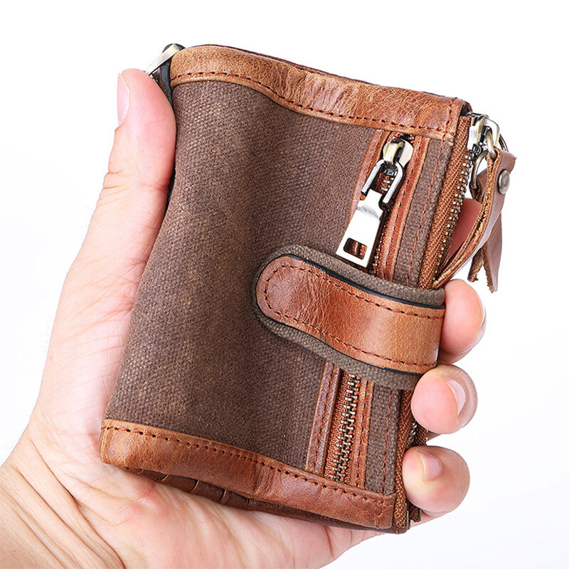 Cartera Original de cuero genuino para hombre, billetera RFID de diseñador de lujo para hombre, tarjetero, monederos de alta calidad, cadenas, regalos