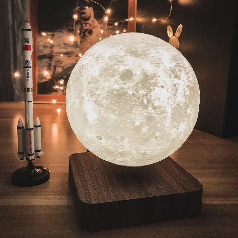 Lampe Led 3D à lévitation magnétique avec USB, luminaire décoratif d'intérieur, forme d'étoile ou de lune, touche Mars ou saturne, idéal pour une chambre à coucher