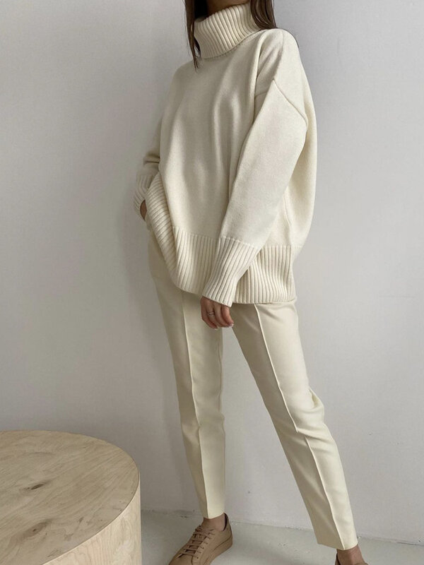 터틀넥 스웨터 풀오버 긴 소매 루즈핏 점퍼 여성용, 신제품, 패션, 특대사이즈, 따뜻한, 여성 스웨터, 2022