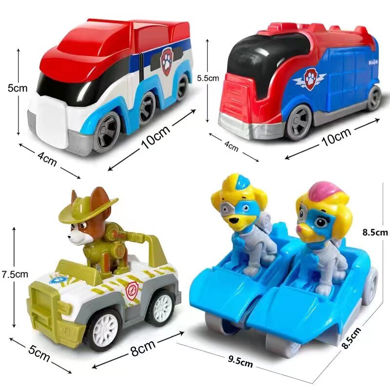 Paw Patrol – ensemble de Bus de sauvetage pour enfants, 4 pièces, jouets de voiture, figurine Tuck Ella, Everest Ryder, cadeaux d'anniversaire