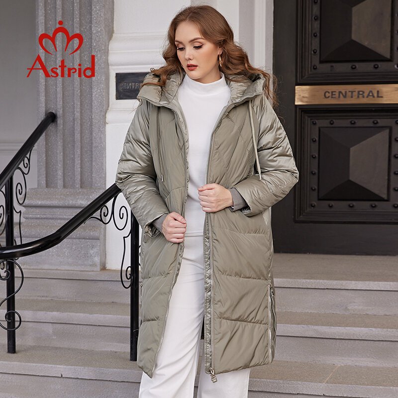 Astrid/зимняя куртка для женщин 2022, длинное теплое пальто, плюс размер, парка, модное толстое Женское пальто с капюшоном, на молнии сбоку, женска...