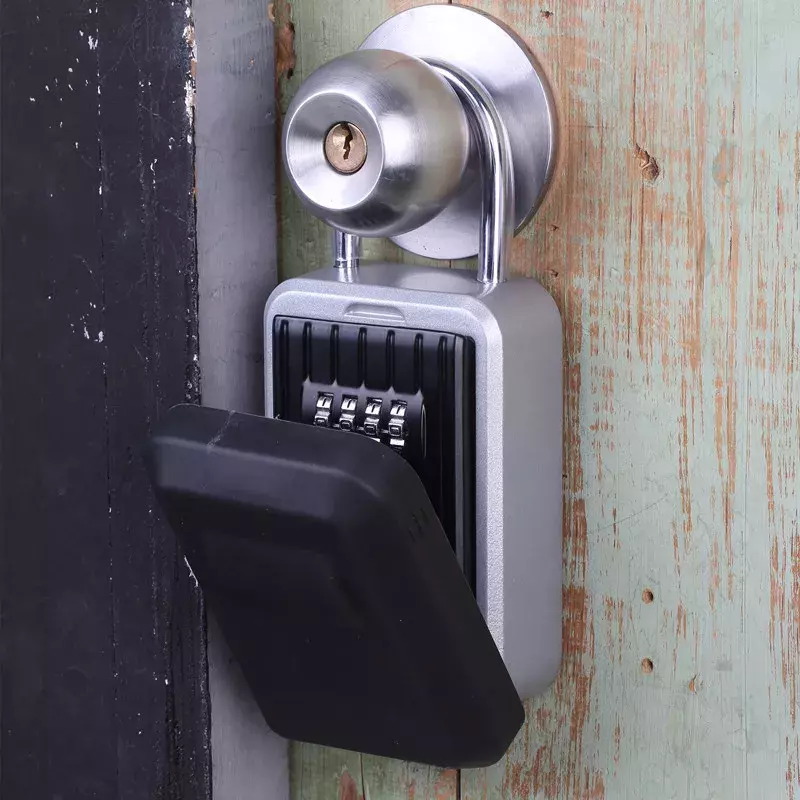 Caixa de chave de senha de combinação de 4 dígitos de metal fixado na parede ao ar livre à prova de intempéries