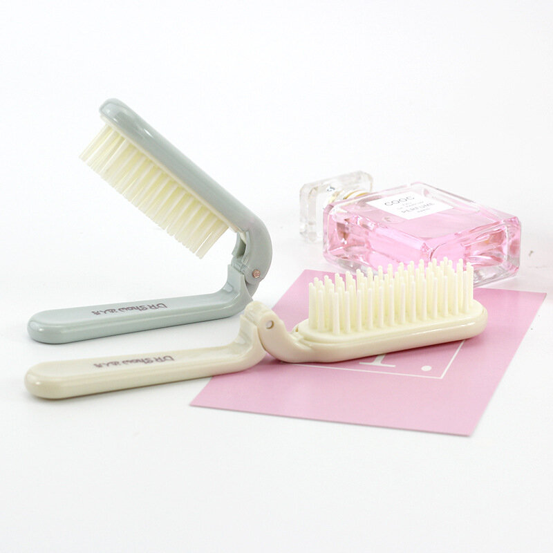 EW Portable Foldable Comb Refreshing Soft Brush Head Anti-Static Fine Tooth Comb Massage Comb Hairdressing Comb