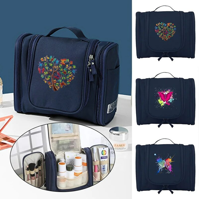 Travel Toiletry Kits Organizer Bags Women Hanging Cosmetic Bag Unisex Washing Travel Makeup Storage Bags Butterfly Pattern