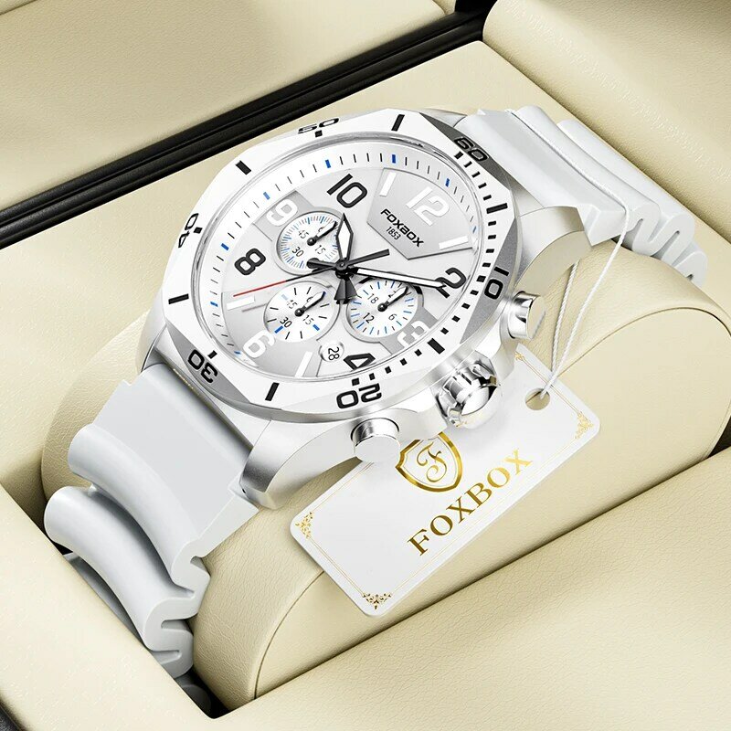 FOXBOX 2022 Top Brand Luxury Mens Watches Casual Military Sport Men Quartz Wristwatches Fashion Business Waterproof Watch Men