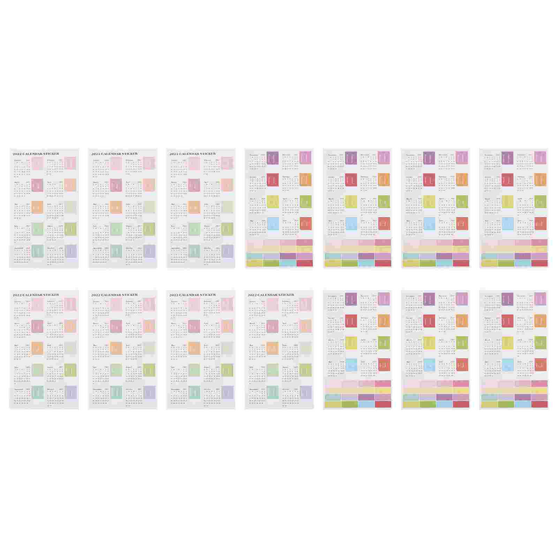 12Pcs schede calendario etichette pagina etichette categoria schede adesivi