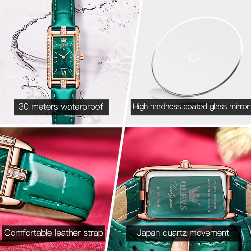 OLEVS moda wodoodporne zegarki damskie pasek Corium Gypsophila zegarki kwarcowe dla kobiet