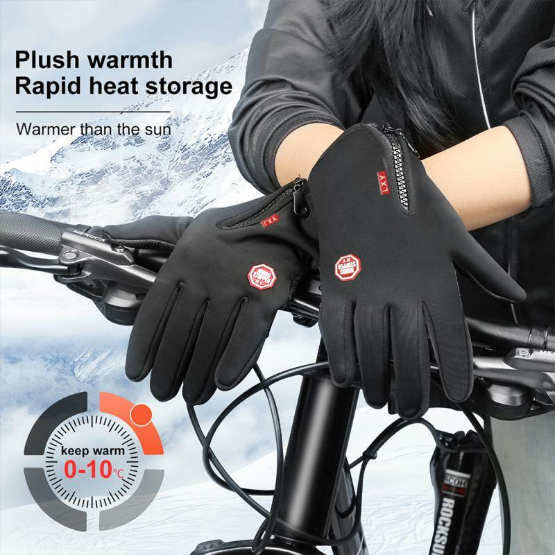 Unisex Touchscreen ฤดูหนาวความร้อนขี่จักรยานจักรยานจักรยานเล่นสกีกลางแจ้งเดินป่าตั้งแคมป์ถุงมือรถจักรยานยนต์กีฬา Full Finger