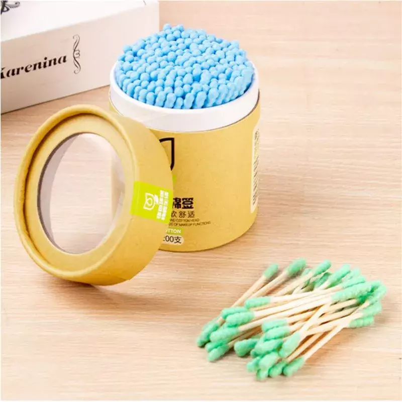 200pcs Double Head Bamboo Cotton Swab Women Makeup Bamboo Cotton Buds Eyeshaow Blending Tool For Nose Ears Cleaning Tools