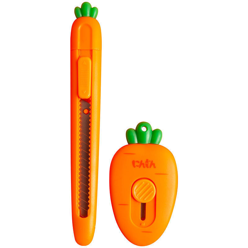 Cuchillo Kawaii de zanahoria y fresa, utensilio de oficina, material escolar para estudiantes, plegable, de bolsillo, para desempaquetar