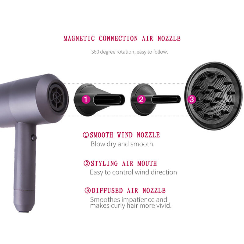 Hair Dryer Professional Salon Negative Ionic Dryer Wind Powerful Hairdryer Home Appliances  Anti-static Blow Dryer Modeling Tool
