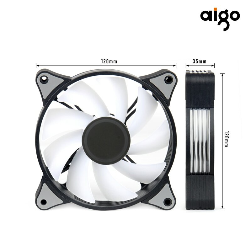 Aigo-ar12 pro 컴퓨터 케이스 팬 PC 120mm rgb 팬, 4 핀 PWM CPU 냉각 팬 3 핀 5v 무제한 공간 argb 12cm ventilador