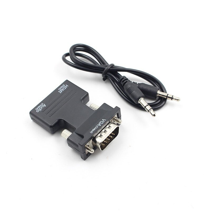 Konverter VGA Male HDMI Female dengan Adaptor Audio Mendukung Output Sinyal 1080P