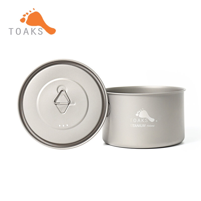TOAKS-utensilios de cocina de titanio puro para acampar, olla utilizada como taza, tazón y sartén, ultraligero, 0,03mm, 90g, POT-700-D115-L