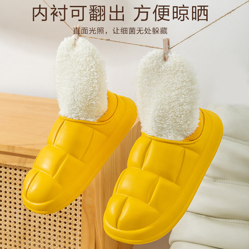 Ciepłe zimowe kapcie mężczyźni gruba podeszwa domowe bawełniane buty wygodne antypoślizgowe oraz aksamitne kryte wodoodporne pary kapcie