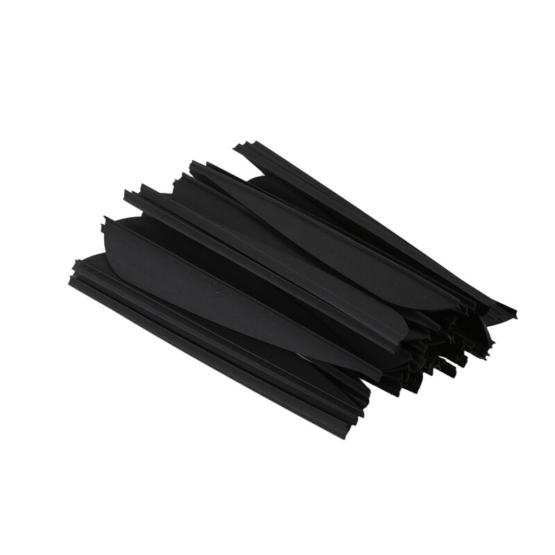 Setas palhetas 4 Polegada plumas de plástico flexhing para diy flechas de tiro com arco 100 pacote (preto e branco)
