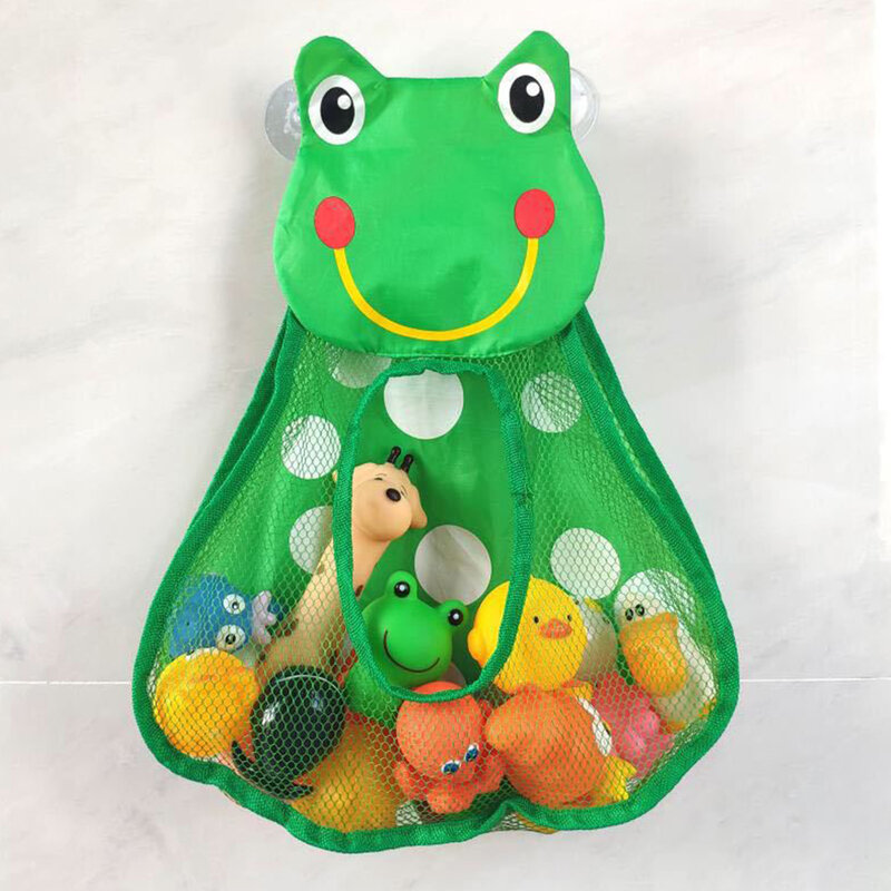 Sac de rangement de jouets de bain pour bébé, filet en maille canard grenouille mignon sac de rangement de jouets à ventouses fortes sac de jeu de bain organisateur de jouets de douche pour enfants