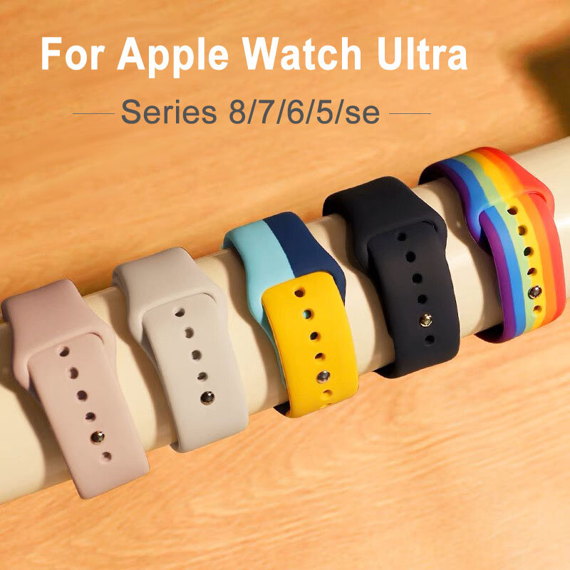 ซิลิโคนสำหรับสายคาด Apple Watch 44มม.40มม.45มม.41มม.42มม.38มม.44 45มม.Iwatch Series 7 Se 3 4 5 6 8 49มม.