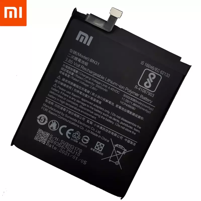 オリジナルのXiaomi電話バッテリー,Xiaomi mi 5x mi5x Redmi Note 5a pro mi a1,redmi 1 lite s2,3000mah,ツール用