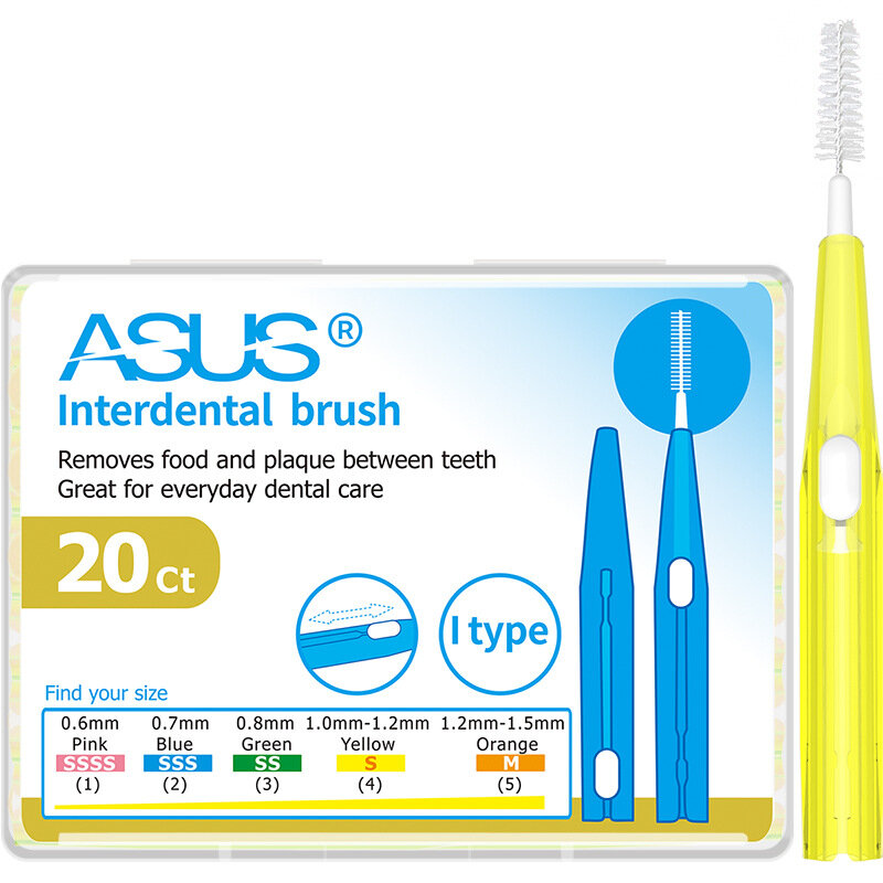 Cepillo Interdental retráctil para ortodoncia, limpieza Dental entre dientes, cepillo de dientes Interdental, 20/caja