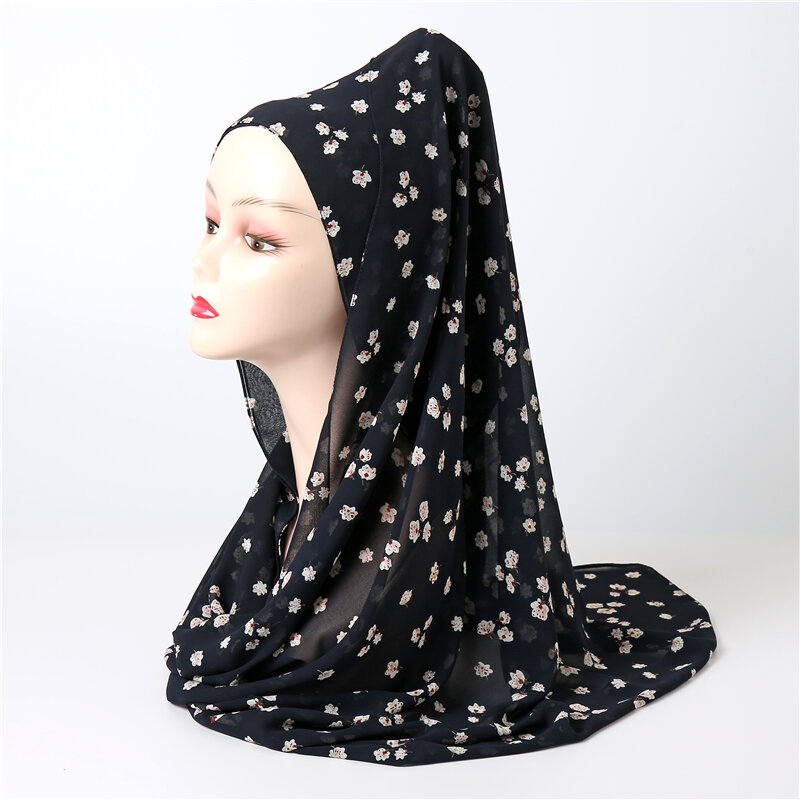 Moda bańka szal szyfonowy hidżab kobiety długie stałe Polka Dot chustka muzułmańska opaska szal Wrap Foulard 180*70cm Turban tłumik