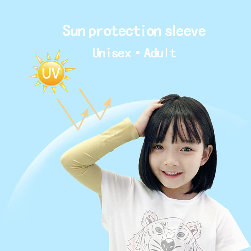 Guantes de verano con protección UV para bebés y niños, Mangas de brazo para exteriores, protector solar Floral de dibujos animados, seda fría, sin mangas