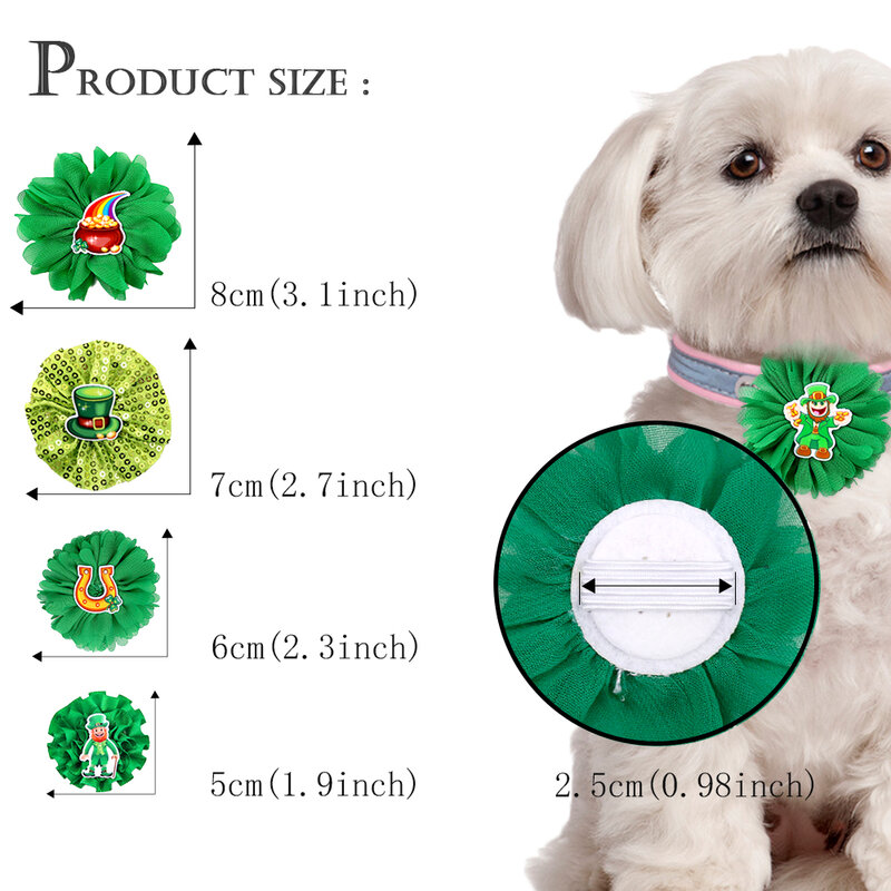 Collar de flores extraíble para perro, pajaritas verdes para mascotas, accesorios para Collar, 60 piezas, Día de San Patricio