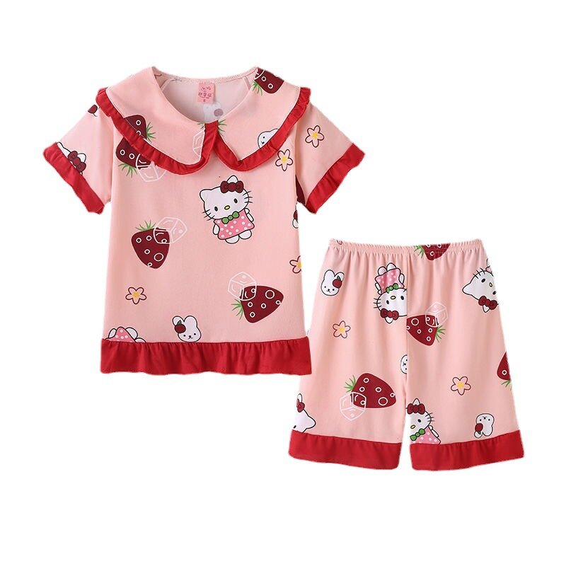 Детский пижамный комплект с покемоном Пикачу, одежда для сна, летняя пижама в стиле принцессы, одежда с короткими рукавами для маленьких дев...