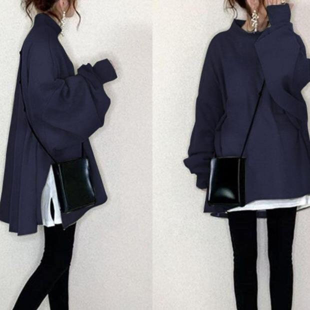 Hoodie Chic 2022 Sweter Pullover Longgar Atasan Jumper Longgar Perca Lengan Panjang Kaus Pullover Wanita Gaya Jepang Korea