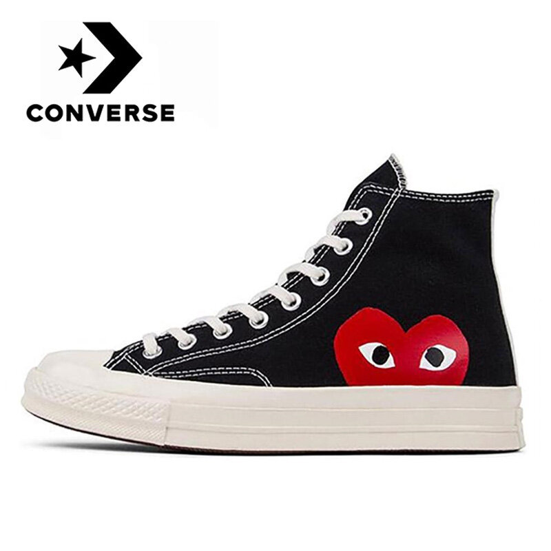 Converse – Chuck Taylor All Star 70s Hi Comme Des Garcons Play noir CDG, chaussures de skateboard en toile plates, originales