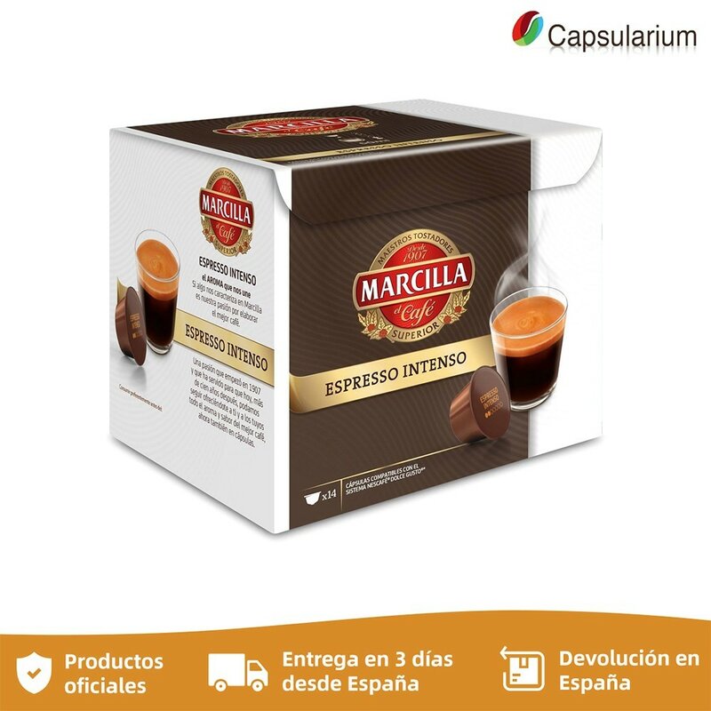 Café Espresso Intenso Marcilla. 14 cápsulas compatibles con Dolce Gusto. Café molido en cápsulas, café Nespresso - Capsularium