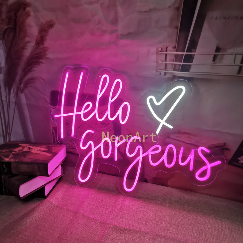 Custom Made Neon Sign สำหรับ Hello Gorgeous ไฟ LED กำแพง Wedding Shop หน้าต่างร้านอาหารวันเกิดตกแต่ง