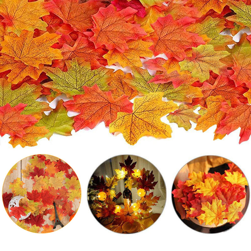 가을 인공 단풍잎 가을 가짜 실크 잎 공예 크리스마스 할로윈 웨딩 파티 장식, 사진 소품, 100 개