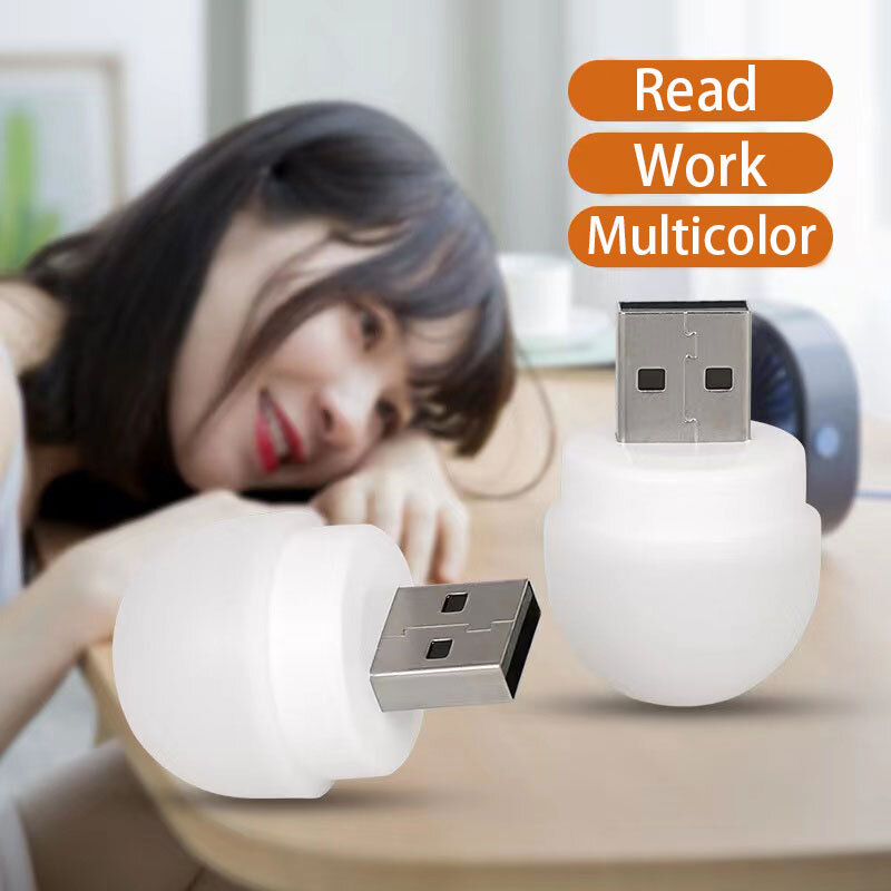 Lámpara de enchufe USB para ordenador, carga de energía móvil, lámparas pequeñas para libros, LED, protección ocular, luz de lectura, pequeña luz redonda, luz nocturna