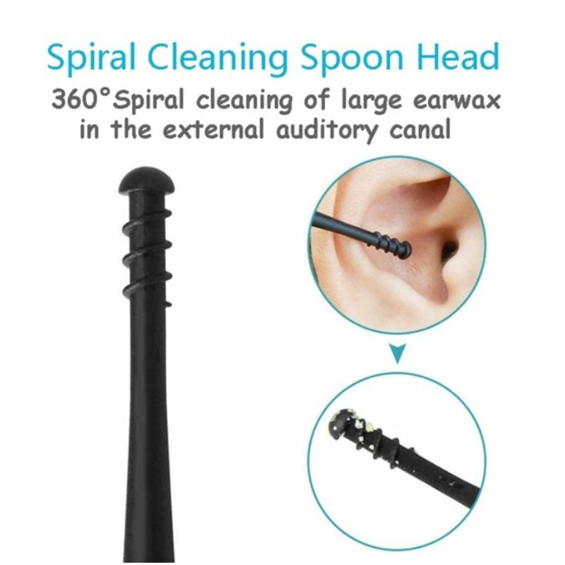 Soft Silicone 360 Degree Sipral Earpick Double Sided Ear Wax Curette Remover Cleaner Spoon Brush Hygiene Care