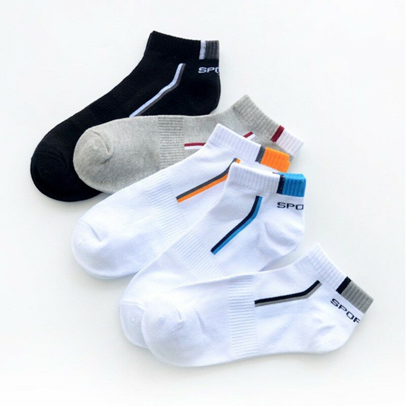 Chaussettes de sport en maille respirante pour hommes, chaussettes à bouche peu profonde, Tube court, blanches, classiques, simples, printemps et été