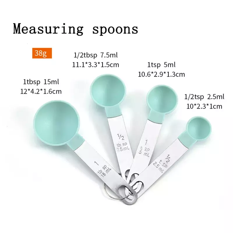 8Pcs/Set Baking Accessories Multi Purpose Measuring Tools Stainless Steel Handle Spoons/Cup PP Kitchen Gadgets Pure Color