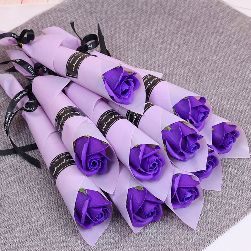 10pc Soap Rose Bouquet Valentines Day Gift Holding Artificial Rose Flowers For Girlfriend Lover Wedding Home Room Decorations