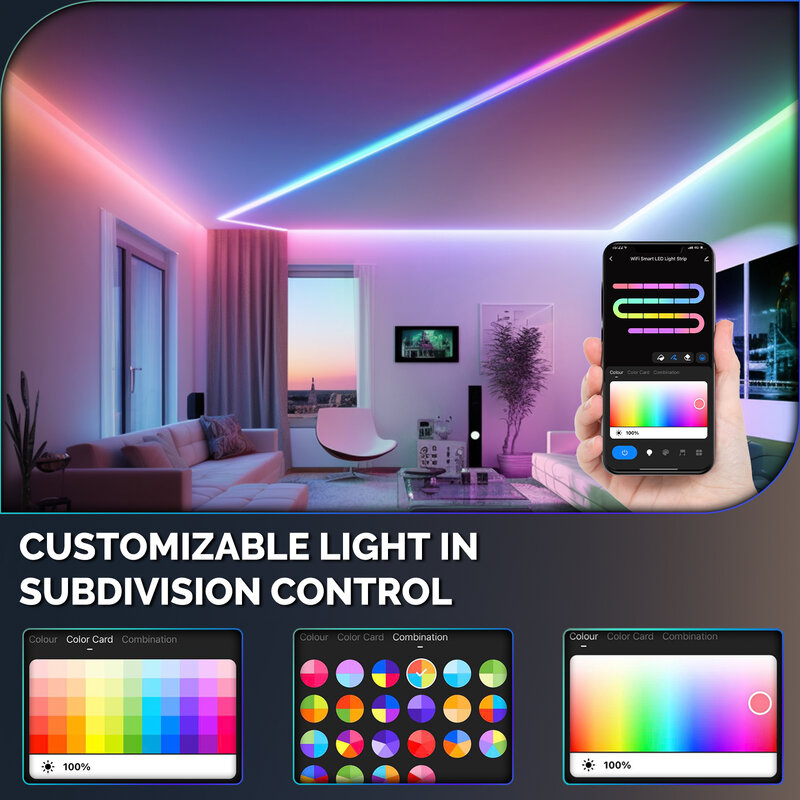 MOES-Wi-Fi Smart LED Neon Light Strip, RGB Color, Tape Lamp para TV Backlight, Home Party Decor, Trabalhar com Alexa, Google Home, UE