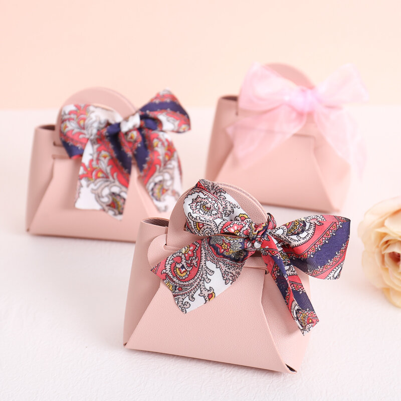 LPZHI – boîte de mariage en cuir avec ruban, cadeau de fête d'anniversaire, emballage de bonbons et de chocolat, décor exquis, 2 pièces