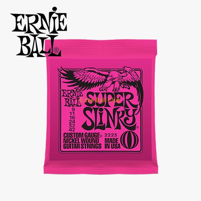Original Ernie Ball Super Slinky สายกีตาร์ไฟฟ้า009 010 Nickel Wound กีต้าร์6สายสำหรับอุปกรณ์เสริมกีต้าร์