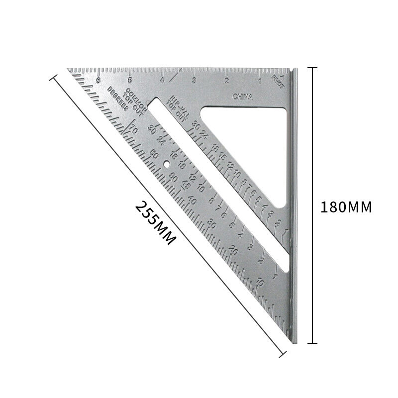 Regla triangular cuadrada de aleación de aluminio, regla cuadrada de medición de carpintería de 7 pulgadas, regla de ángulo engrosado de 90 grados, sierra de tablero