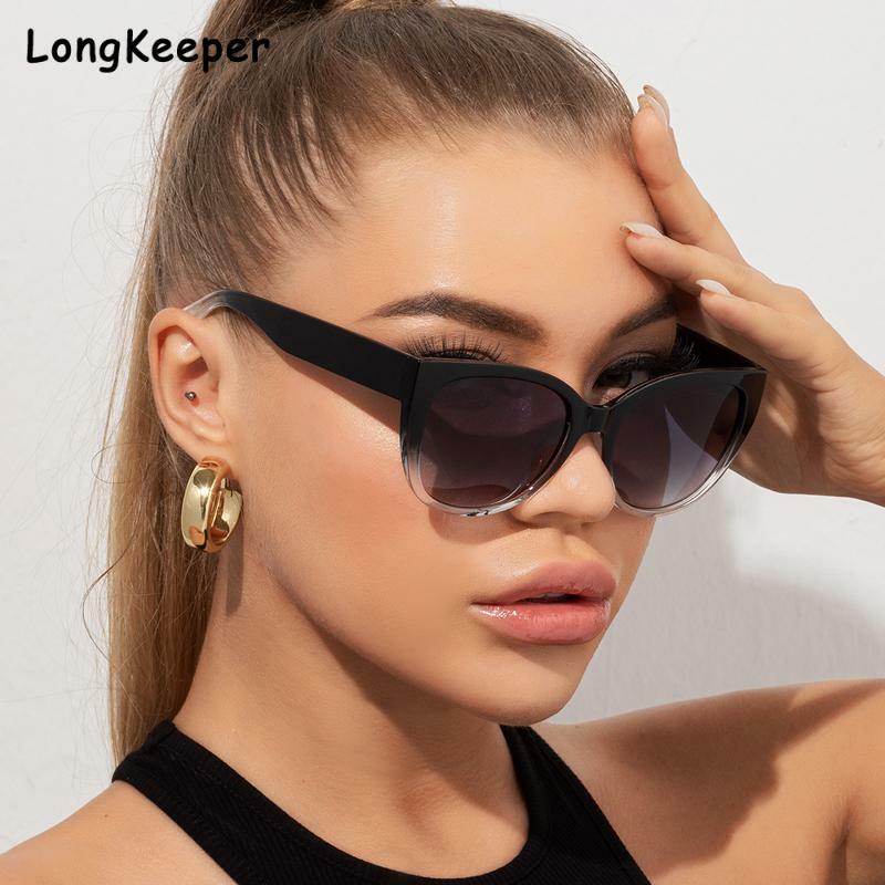 Gato olho óculos de sol para a mulher marca moda preto retro gradiente óculos de sol senhoras clássico ao ar livre máscaras designer de sol