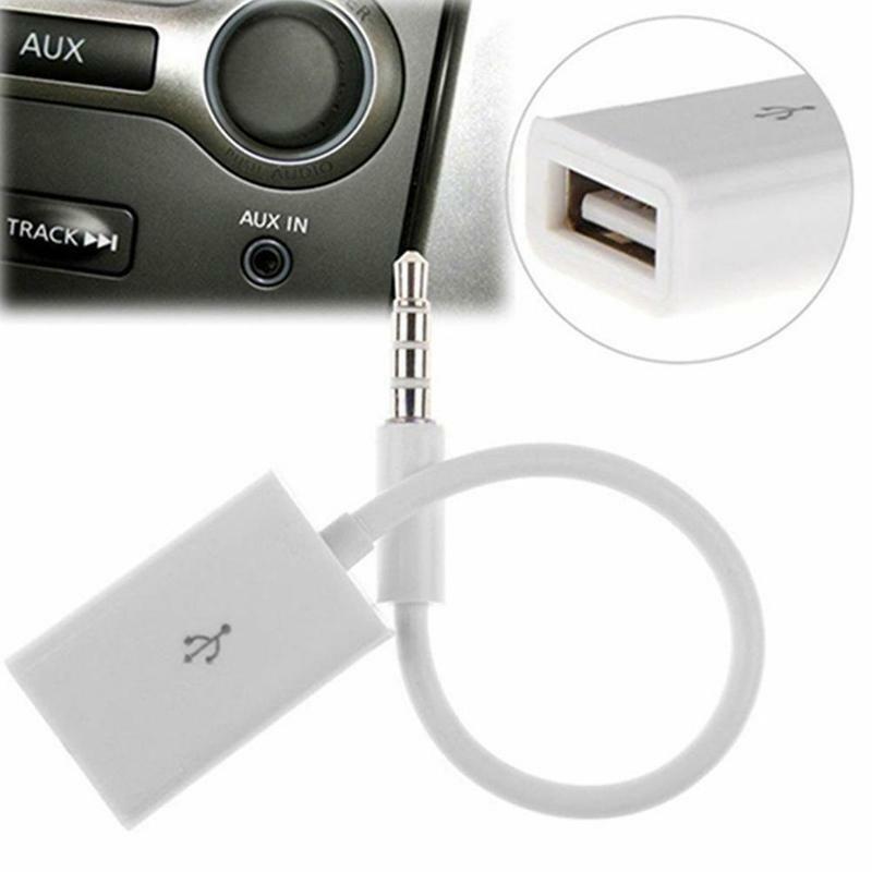 Câble Audio pour voiture, 3.5mm, adaptateur de convertisseur mâle vers USB 2.0 femelle, Mp3 blanc