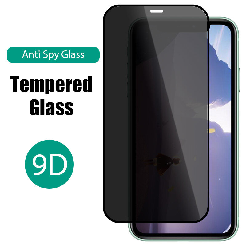 Protector de pantalla de privacidad HD para iPhone 12 Pro Max 12 Mini 11 Pro XS Max X, vidrio antiespía para iPhone 7 8 Plus, película de vidrio templado