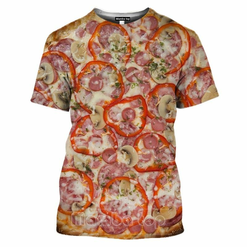 2022 Summer Food Pizza 3d Print Short Sleeve Shirt Men Women Hip-hop Party Fun T Shirt 6xl