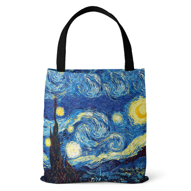 Damskie torby na ramię płócienna Tote torba Van Gogh obraz olejny plażowa, duża pojemność dla dziewczyna torebki dla kobiet darmowa wysyłka