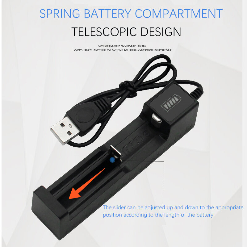 Cargador único USB 18650 para 14650 16650 18350 3,7 V, batería de litio recargable, cargador inteligente de carga rápida con pantalla LED