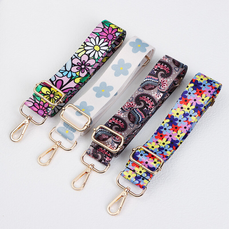 Correa de nailon con flores bordadas para bolso, correas ajustables de colores, accesorios de moda para bandolera